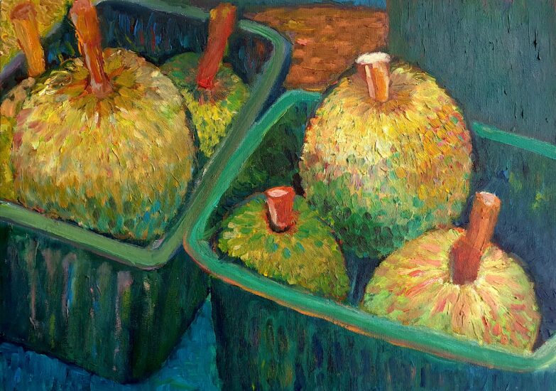 ジャックフルーツ_果物_食べ物_油絵 ジャックフルーツ_果物_食べ物_油絵