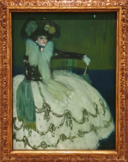 ピカソの油絵　ドレスを着た女性