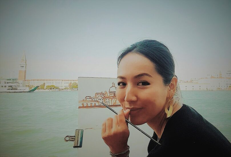 ベネチア旅行-戸外制作-絵描き
