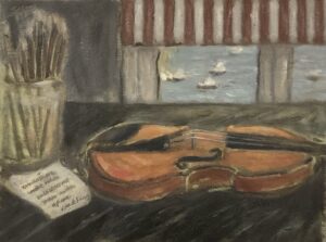 Impressionist painting_by_beach_violin